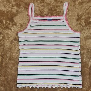Striped Tank Top with Ruffled Hem